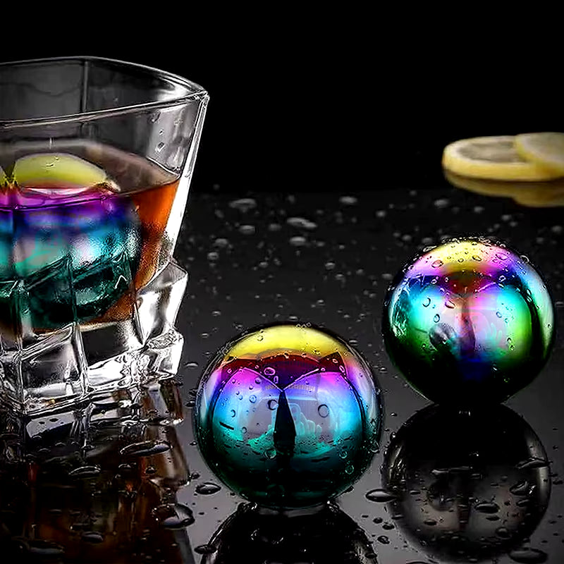 2Pcs Reusable Stainless Steel Ice Cubes Cooling Metal Ice Balls Whiskey Wine Beer Cooler Chilling Stones Bar Tool Accessories