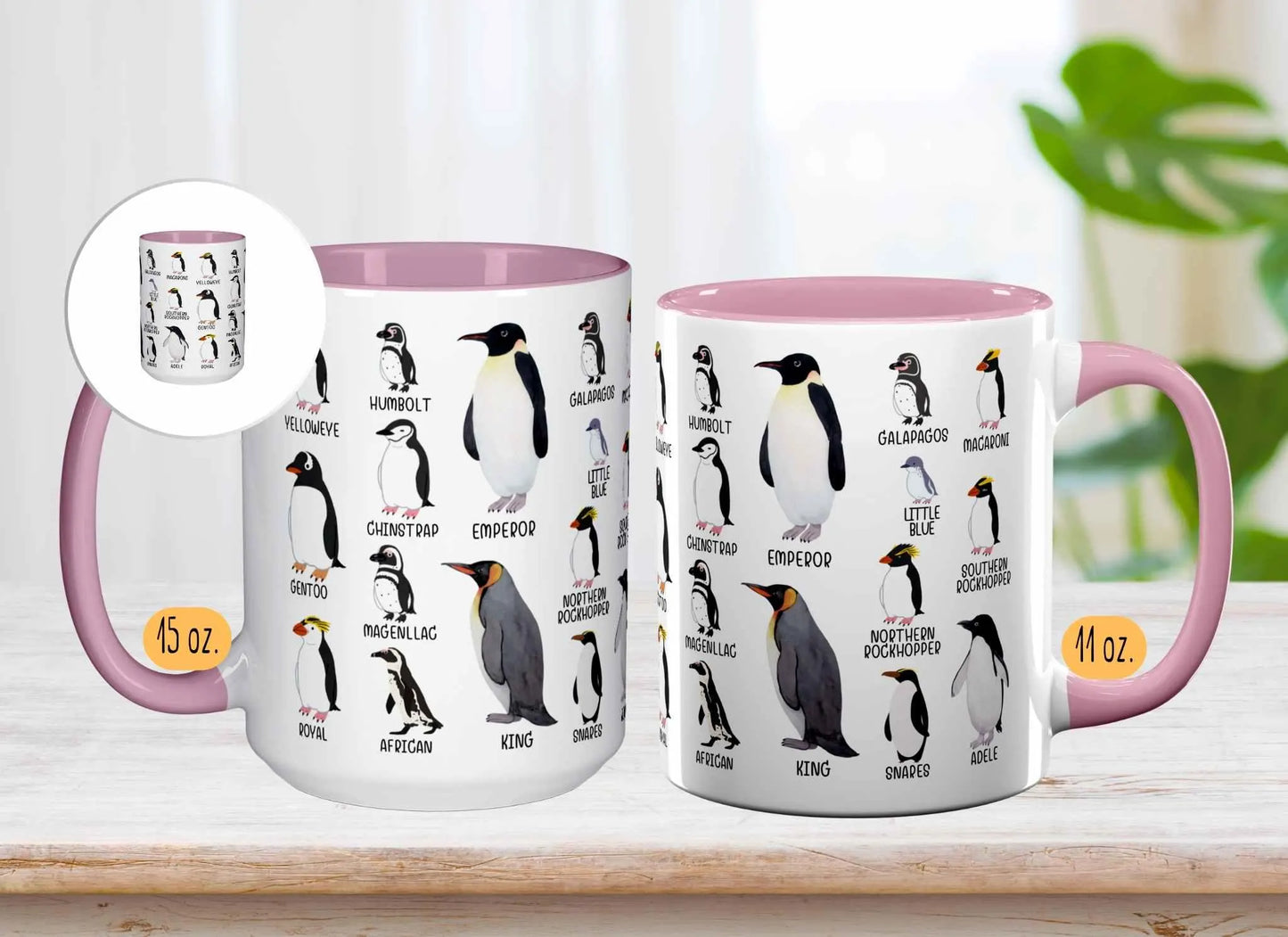 Penguin Mug, Cute Bird Identification Coffee Cup, Penguin Love Gift for Him, Kawaii Tea Cup with Marine Animal, Kids Enamel Camp Mug