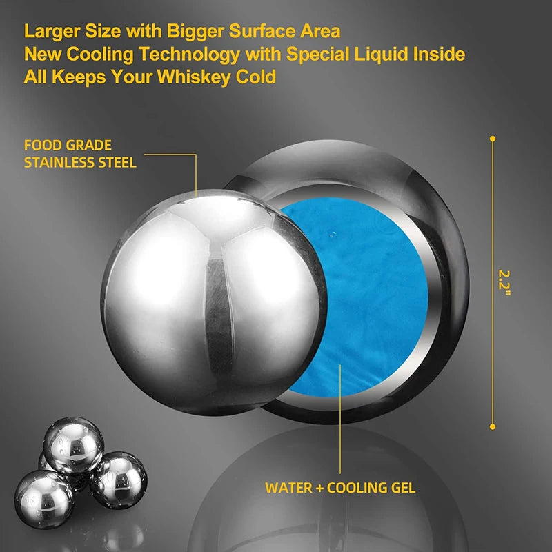 2Pcs Reusable Stainless Steel Ice Cubes Cooling Metal Ice Balls Whiskey Wine Beer Cooler Chilling Stones Bar Tool Accessories