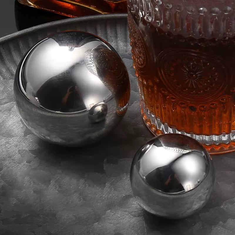 2Pcs Reusable Stainless Steel Ice Cubes Cooling Metal Ice Balls Whiskey Wine Beer Cooler Chilling Stones Bar Tool Accessories