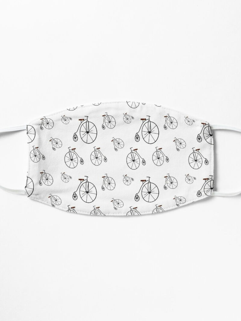 PENNY FARTHINGS in WHITE Flat Mask