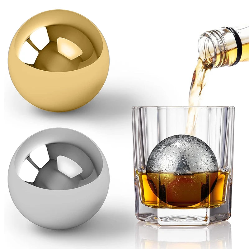 2Pcs Reusable Stainless Steel Ice Cubes Cooling Metal Ice Balls Whiskey Wine Beer Cooler Chilling Stones Bar Tool Accessories