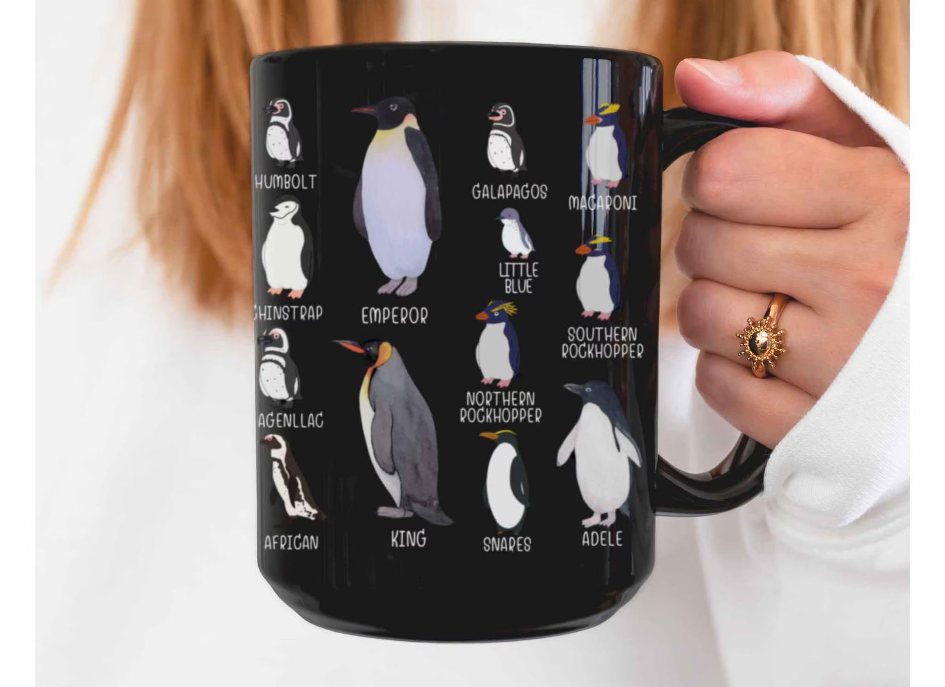 Penguin Mug, Cute Bird Identification Coffee Cup, Penguin Love Gift for Him, Kawaii Tea Cup with Marine Animal, Kids Enamel Camp Mug
