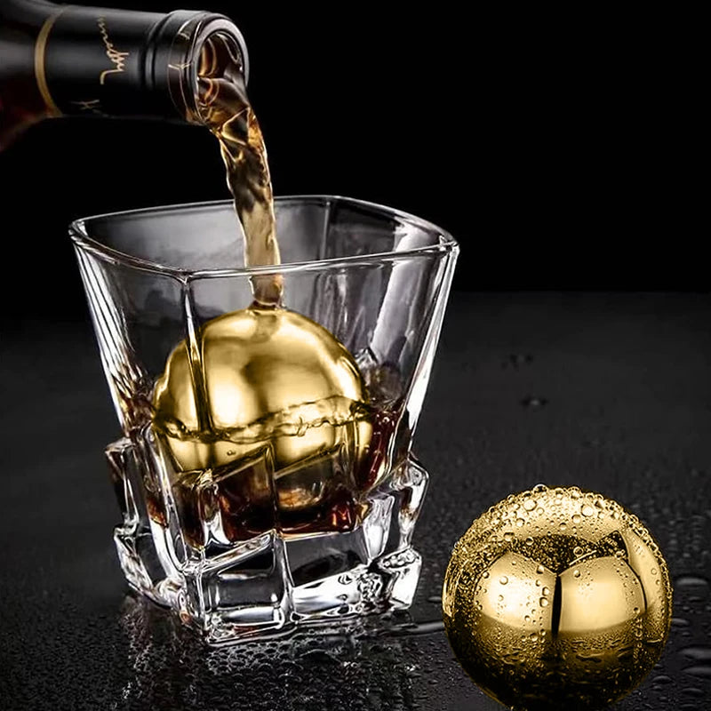 2Pcs Reusable Stainless Steel Ice Cubes Cooling Metal Ice Balls Whiskey Wine Beer Cooler Chilling Stones Bar Tool Accessories