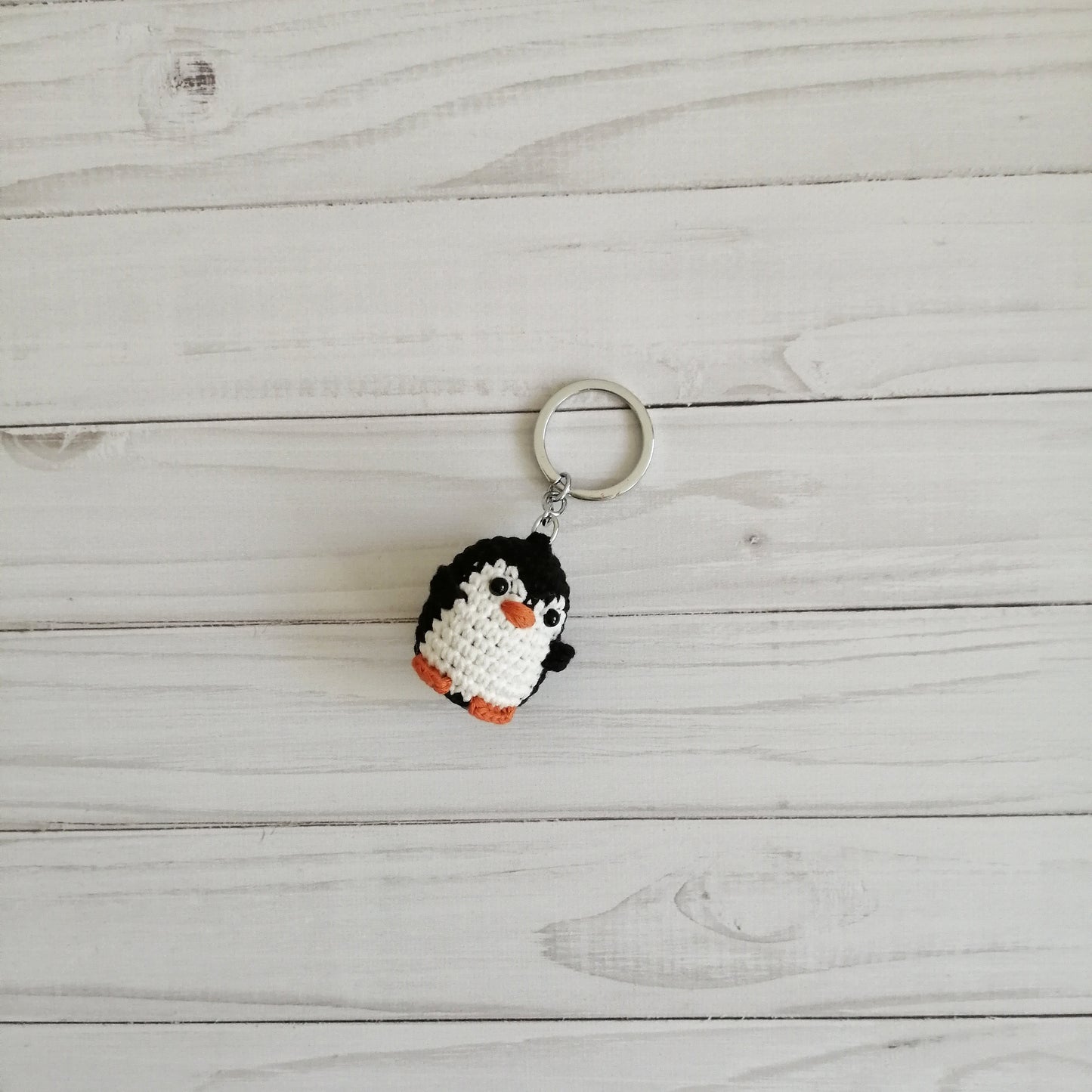 Crochet Penguin Keychain, Keyring Mini Penguin