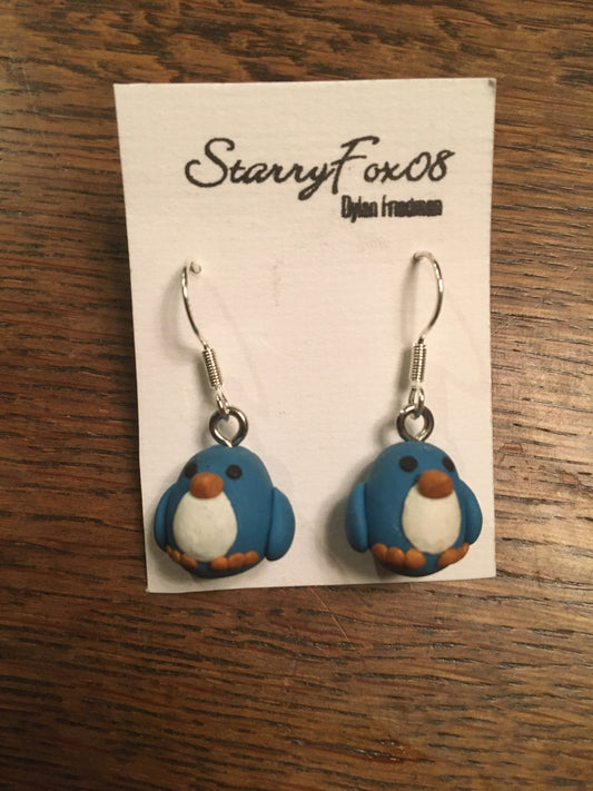 Little Blue Penguin Dangle Earrings/Miniature Animals/Antarctica/Birds